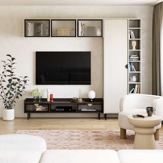 Overskap - veggskap Sigi 120-180x40 cm - Glassdører