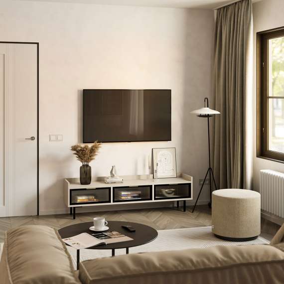 Tv-benk Sigi 150-180x42 cm - Glassdører - Lav - Velg farge selv