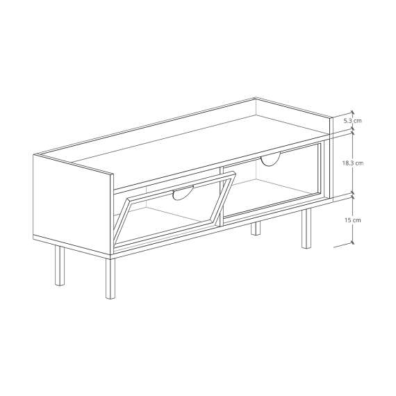 Tv-benk Sigi 100-140x42 cm - Glassdører - Lav - Velg farge selv