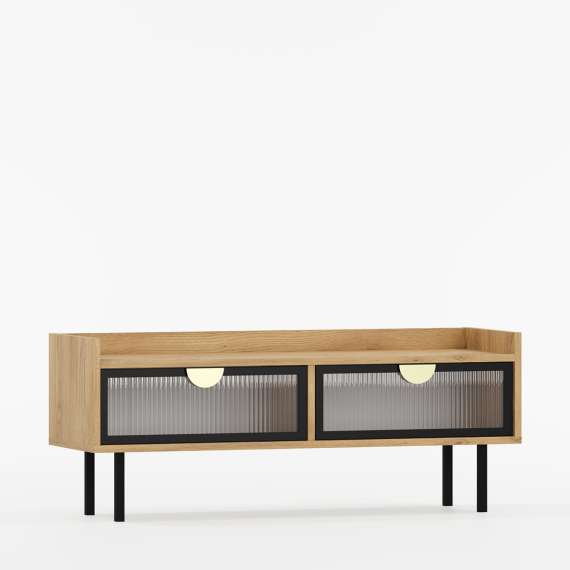 Tv-benk Sigi 100-140x42 cm - Glassdører - Lav - Velg farge selv