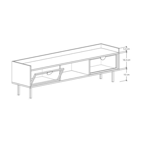 Tv-benk Sigi 150-180x42 cm - Glassdører - Lav - Velg farge selv