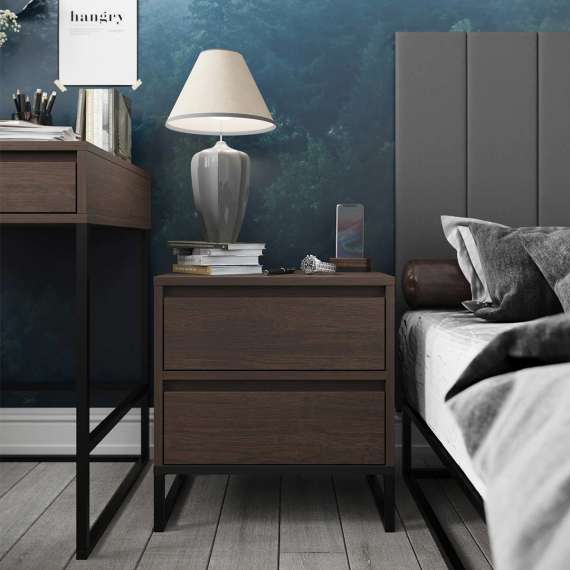 Nattbord Odis 30-70x53 cm - med skuffer - metallben