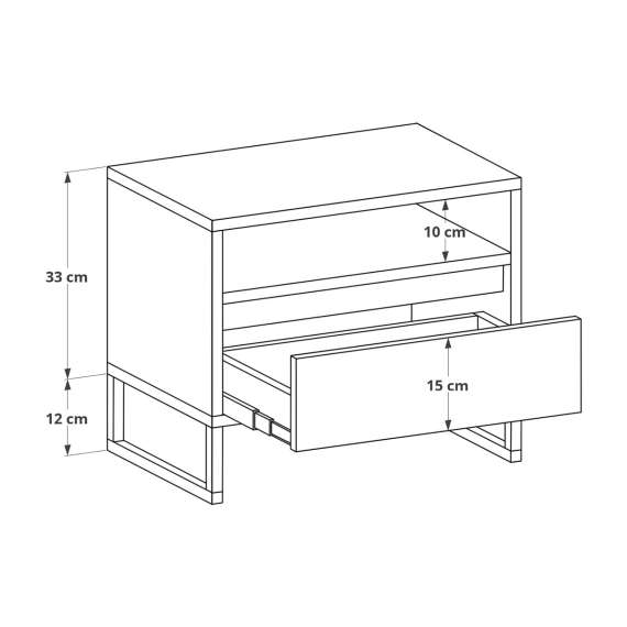 Nattbord Odis 30-70x45 cm - metallben