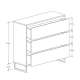 Kommode Odis 40-120x93 cm - 3 skuffer - metallben
