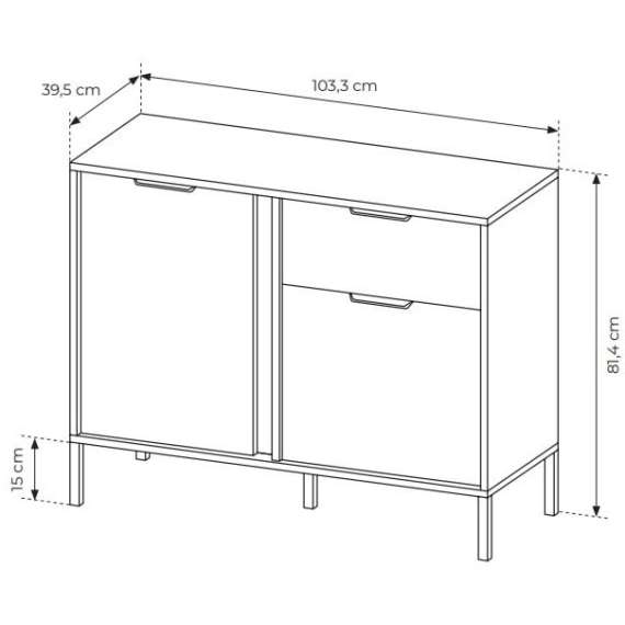 Skjenk Lars 104x82 cm - Antrasitt