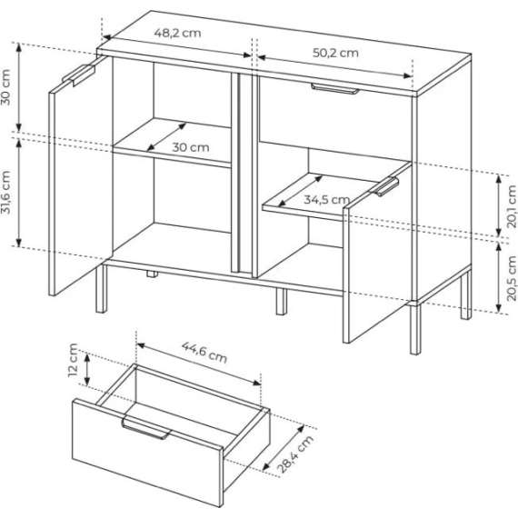 Skjenk Lars 104x82 cm - Antrasitt