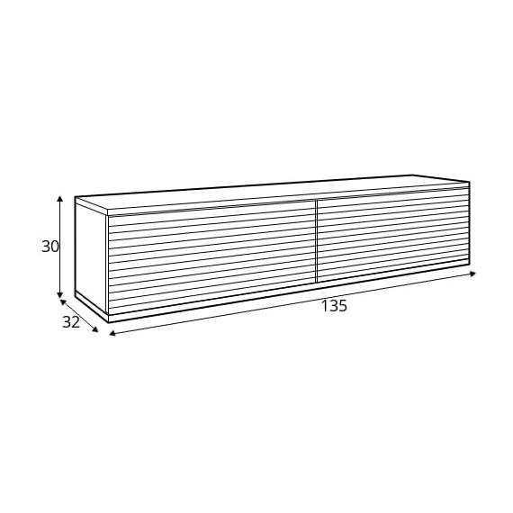 Tv-benk Oro 135x30 cm - Vegghengt - Svart - Riller