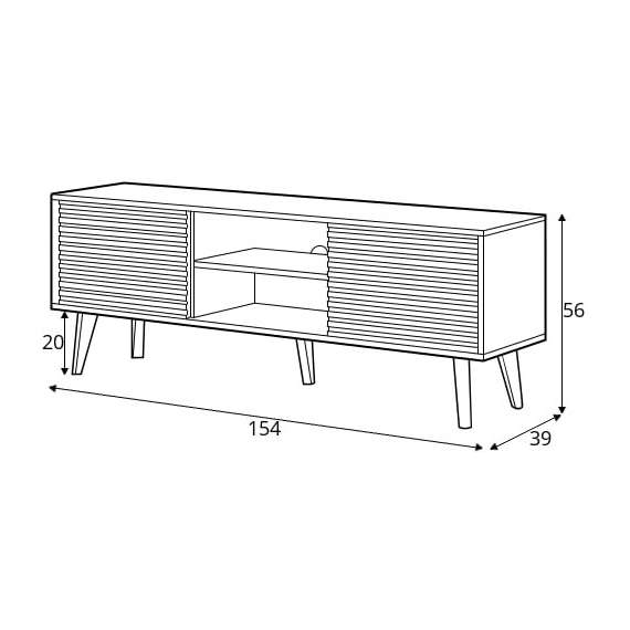 Tv-benk Willow 154x56 cm - Svart - Eik