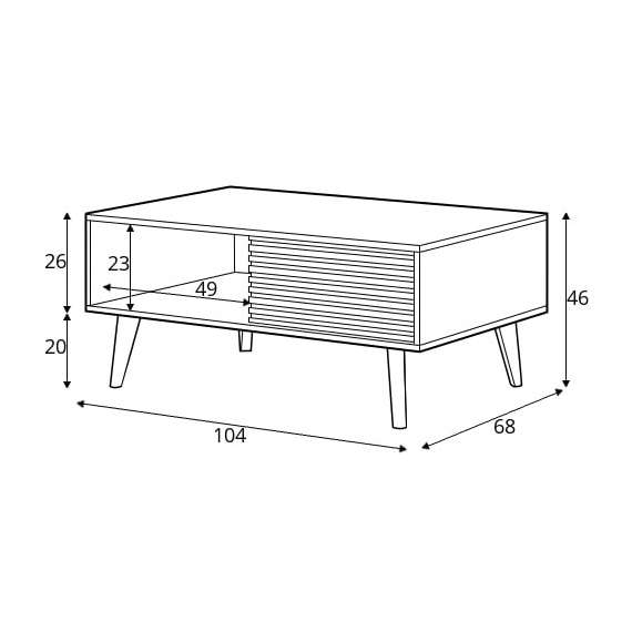 Sofabord Willow 104x46 cm - med skuffer
