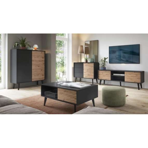 Skjenk Willow 104x125 cm - Svart - Eik