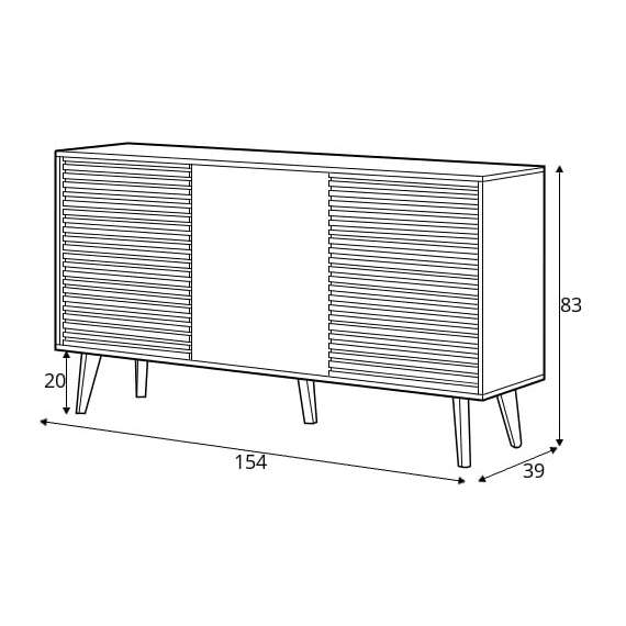 Skjenk Willow 154x83 cm - Svart - Eik