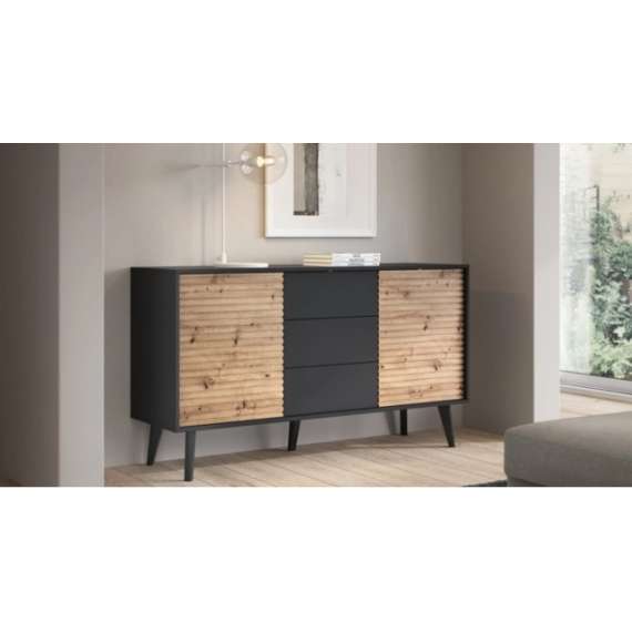 Skjenk Willow 154x83 cm - Svart - Eik