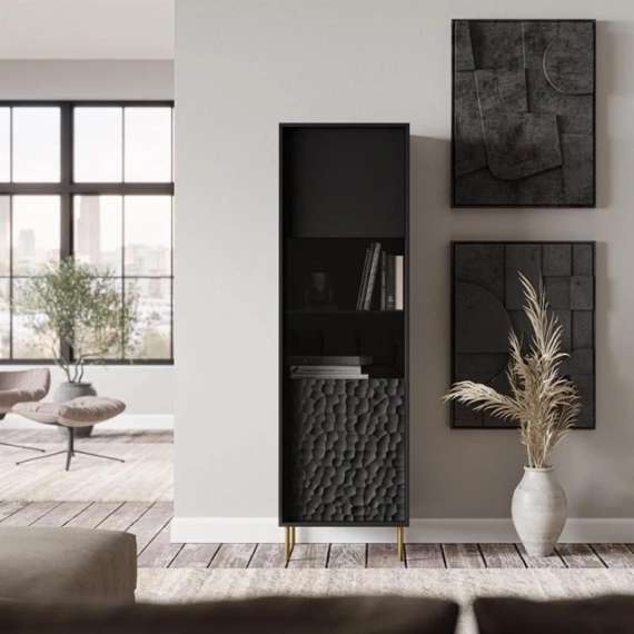 Vitrineskap Bullet 55x185 cm - Svart