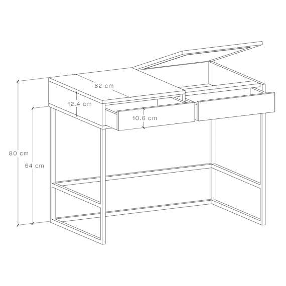 Toalettbord Odis 60-120x80 cm - Velg farge selv - med speil