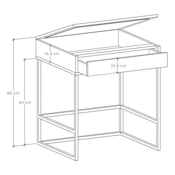 Toalettbord Odis 60-120x80 cm - Velg farge selv - med speil