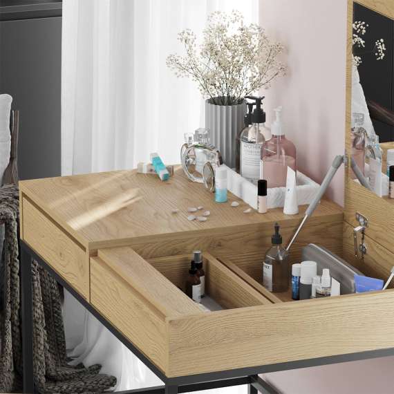 Toalettbord Odis 60-120x80 cm - Velg farge selv - med speil