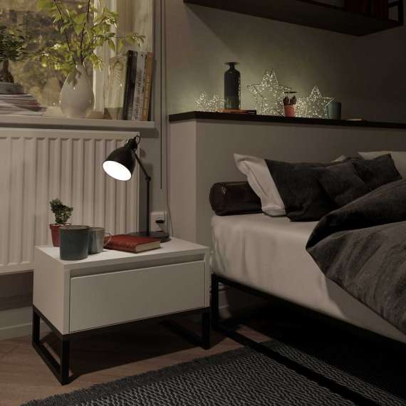 Nattbord Odis 30-70x53 cm - med skuffer - metallben