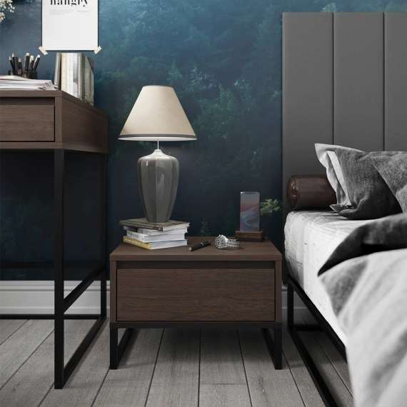 Nattbord Odis 30-70x53 cm - med skuffer - metallben