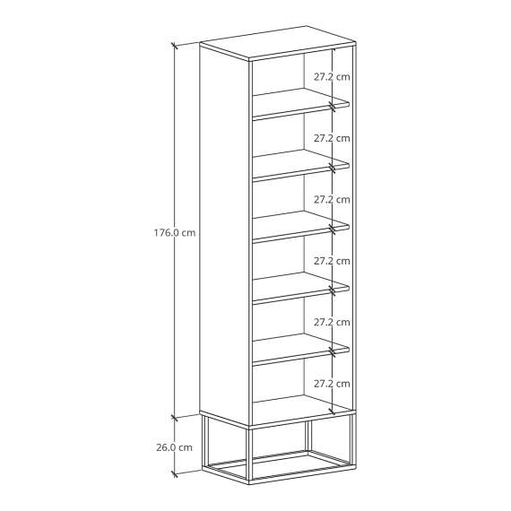 Reol - bokhylle Odis 40-100x202cm - Velg bredde og farge selv