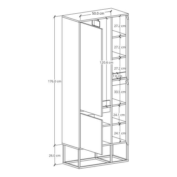 Garderobeskap Odis 80-100x202cm - Velg bredde og farge selv