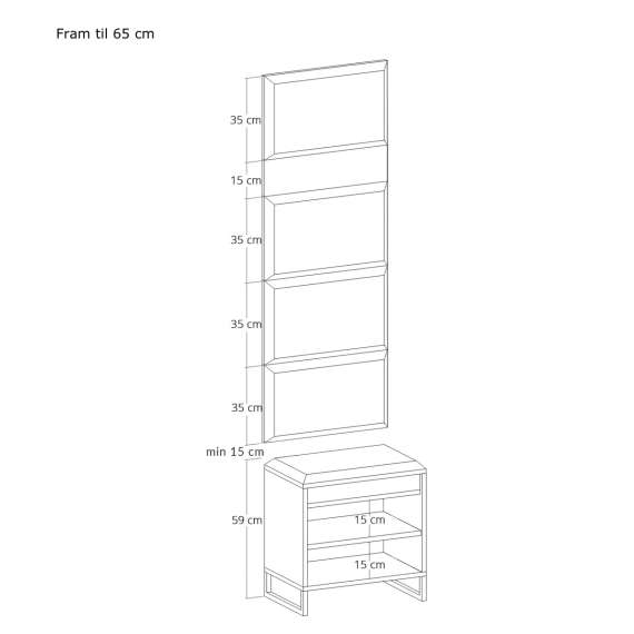 Entregarderobe Odis 40-160 cm - Benk med sittepute - Velg bredde selv