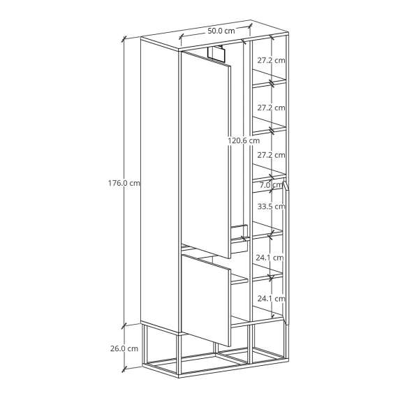 Garderobeskap Odis 80-100x202 cm - Velg bredde og farge selv