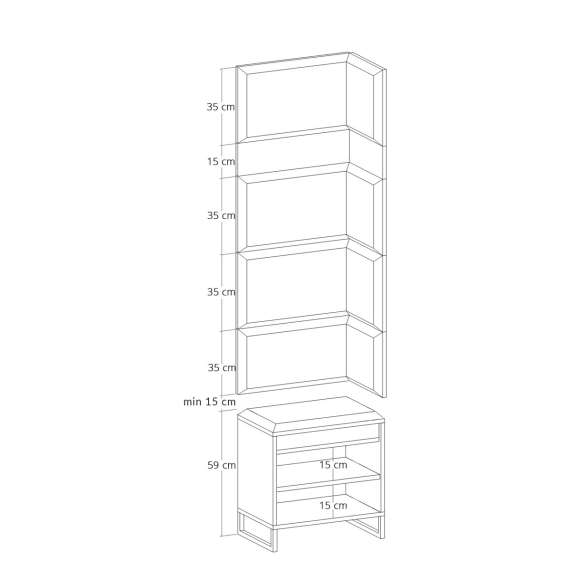 Entregarderobe Odis 40-160 cm - Benk med sittepute - Velg bredde selv