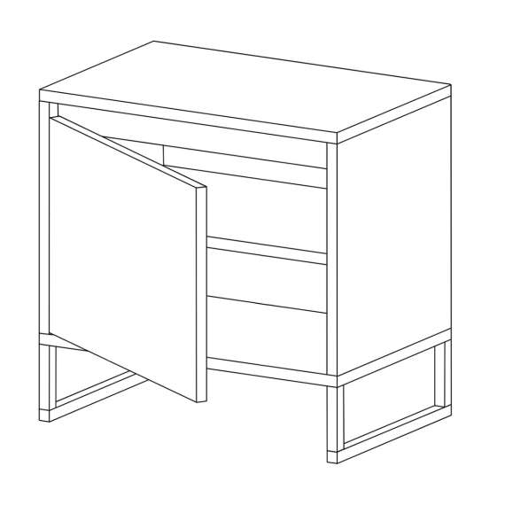 Nattbord Odis 30-60x53 cm - med skuffer - metallben