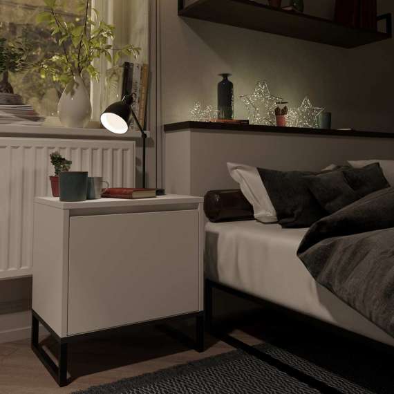 Nattbord Odis 30-60x53 cm - med skuffer - metallben