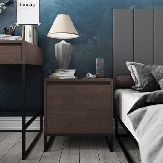 Nattbord Odis 30-60x53 cm - med skuffer - metallben