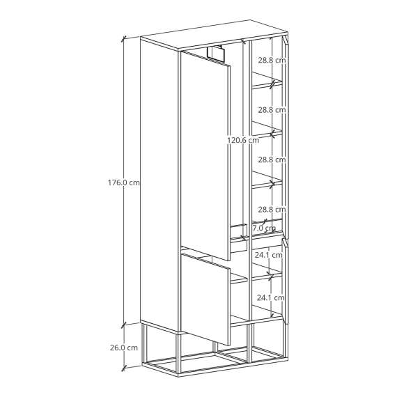 Garderobeskap Odis 80-100x202cm - Velg bredde og farge selv