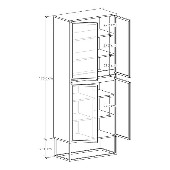 Vitrineskap Odis 40-100x202cm - Velg bredde og farge selv