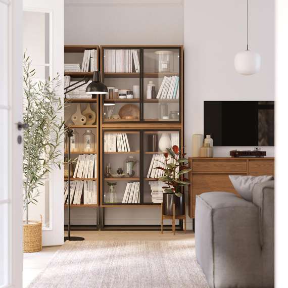 Vitrineskap Odis 40-100x202cm - Velg bredde og farge selv