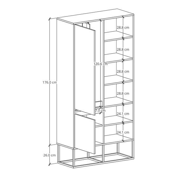 Skap - reol Odis 100-120x202cm - Velg bredde og farge selv