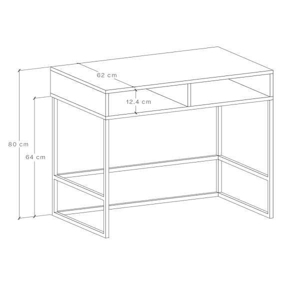 Skrivebord Odis 60-140x80 cm - med metallben - Flere farger