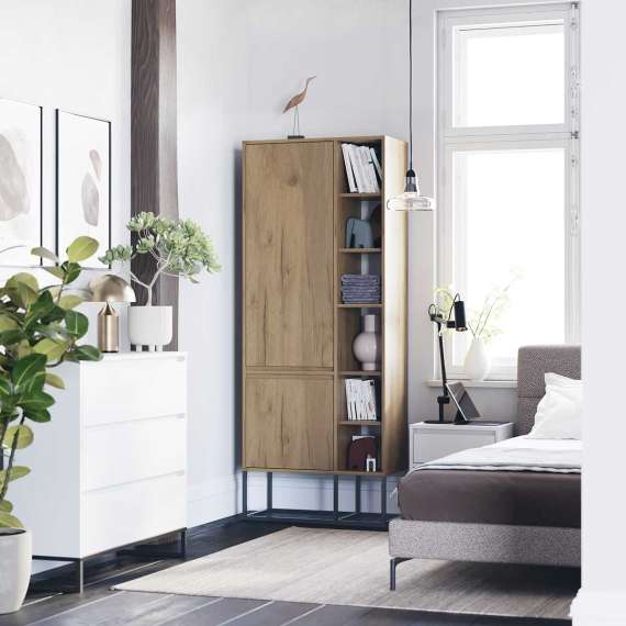 Garderobeskap - reol Odis 80-100x202cm - med metallben - Flere farger