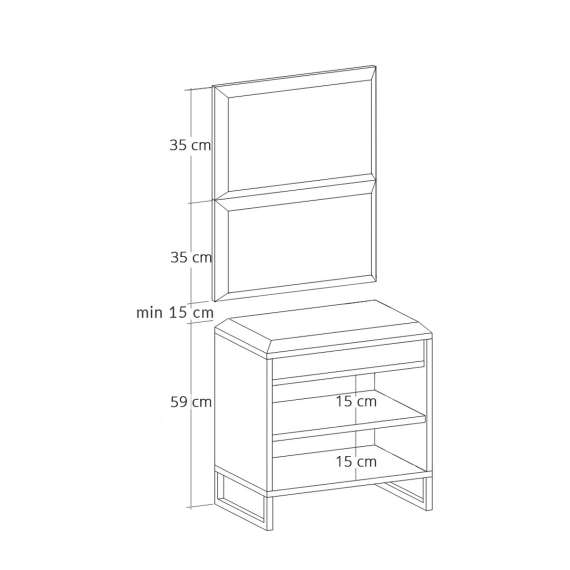 Entregarderobe Odis 40-160 cm - Benk med sittepute - Velg bredde selv