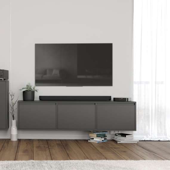 Tv-benk Ubbe WTV4K 150-180x37 cm - 3 dører - vegghengt