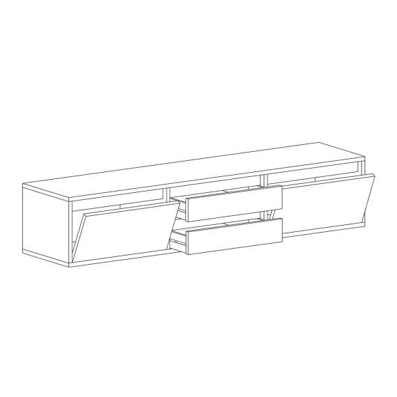 Tv-benk Ubbe 150-180x37 cm - 2 dører - 2 skuffer - Velg farge selv