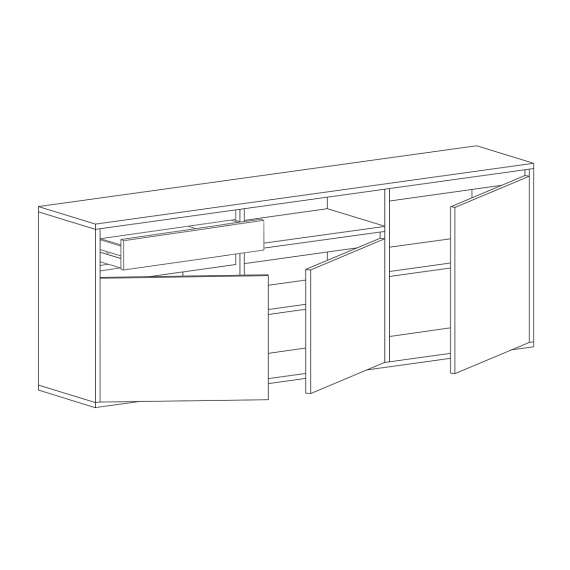 Skjenk Ubbe 150-180x64 cm - 3 dører - Velg farge selv