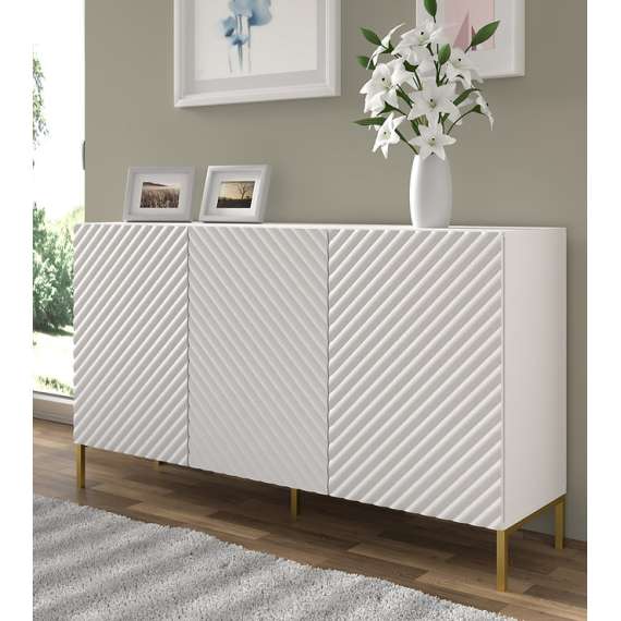 Skjenk Surf 150x87 cm  - hvit matt - 3 dører