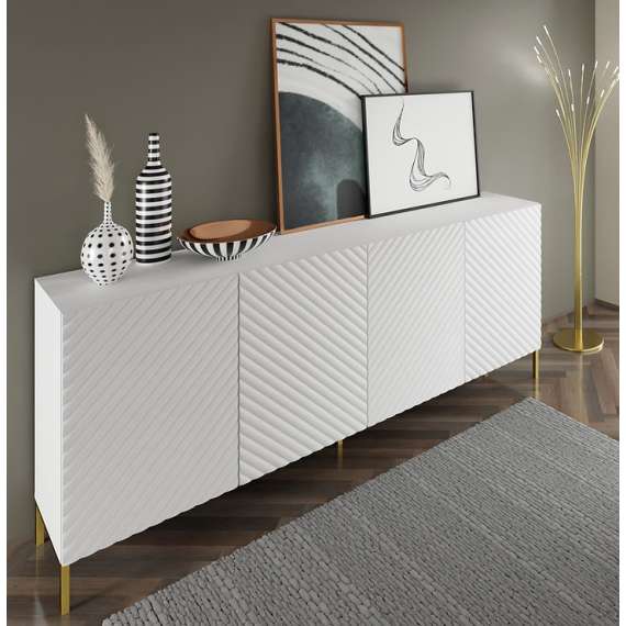 Skjenk Surf 200x87 cm  - hvit matt - 4 dører