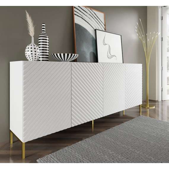 Skjenk Surf 200x87 cm  - hvit matt - 4 dører