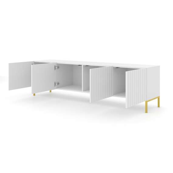 Tv-benk Wave 200 cm - 4 dører - hvit matt