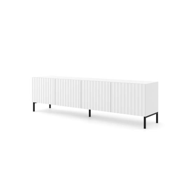 Tv-benk Wave 200 cm - 4 dører - hvit matt
