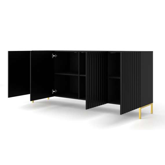 Skjenk Wave 200 cm - 4 dører - svart matt