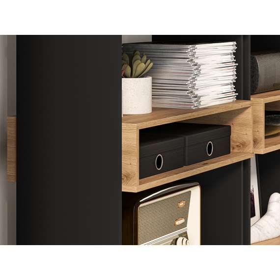 Reol Tris 80x180 cm - Svart matt - Eik