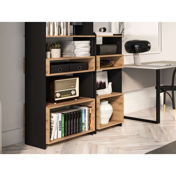 Reol Tris 80x180 cm - Svart matt - Eik