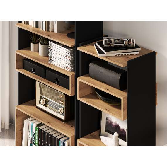 Reol Tris 80x180 cm - Svart matt - Eik