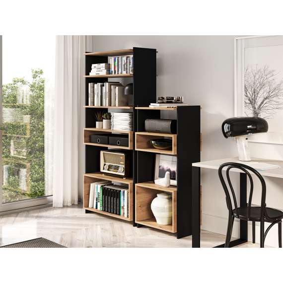 Reol Tris 80x180 cm - Svart matt - Eik